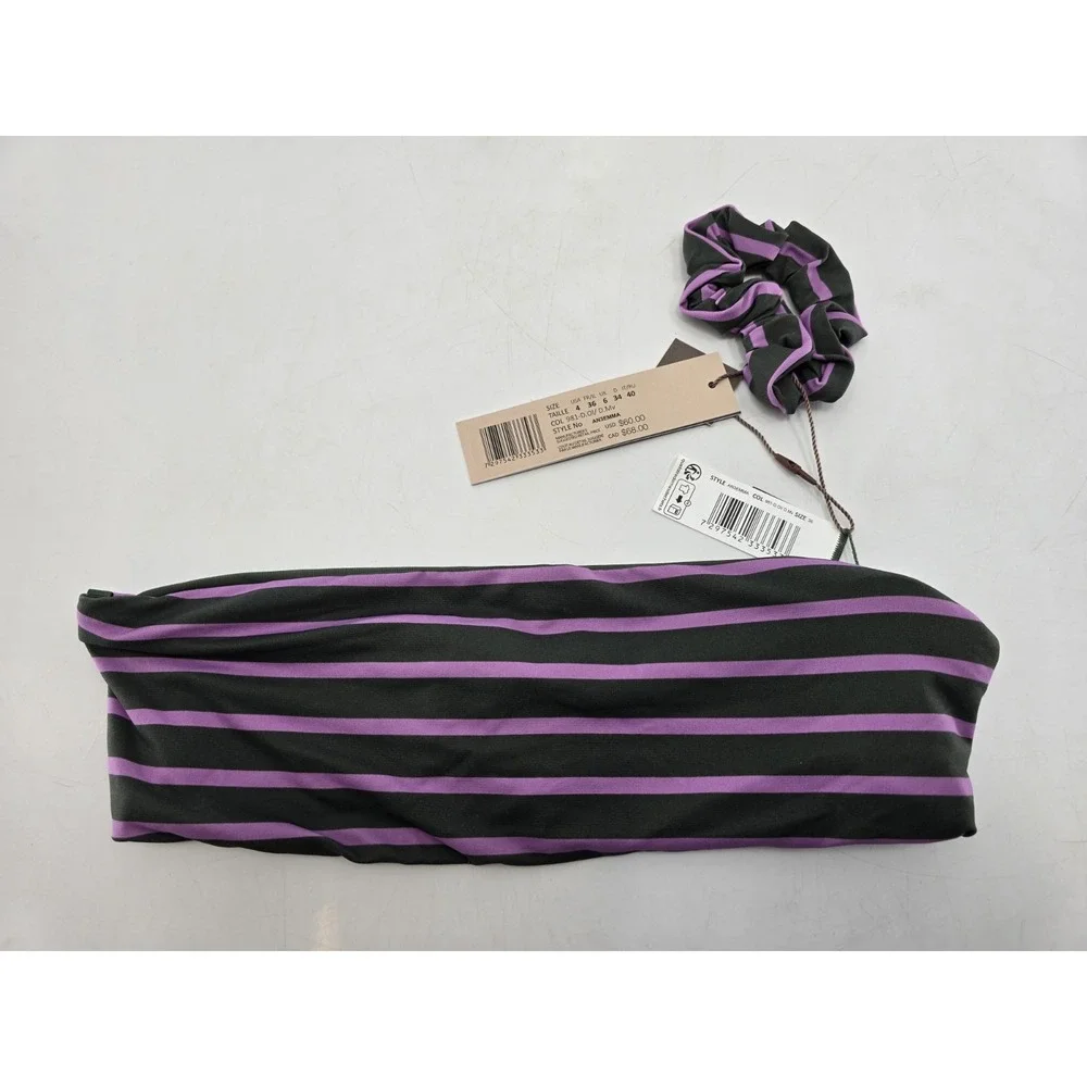 NWT Gottex Women's Chic Emma Bandeau Bikini Top - Purple/Gray - Size US‎ 4